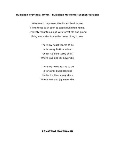 libungan hymn lyrics|Official Bukidnon Provincial Hymn Song Lyrics (English and .